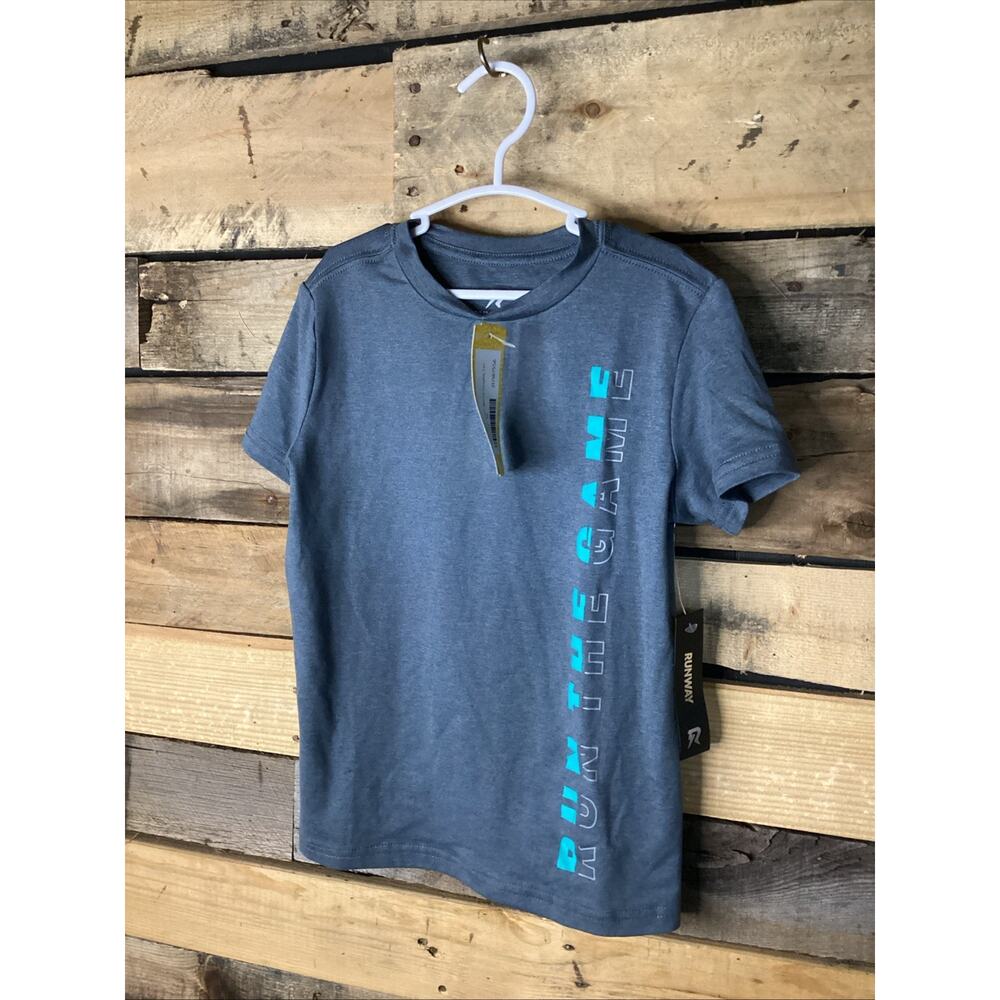 Boys Runway Active Shirt Sleeve Graphic Tee Dark Grey XS (4-5)